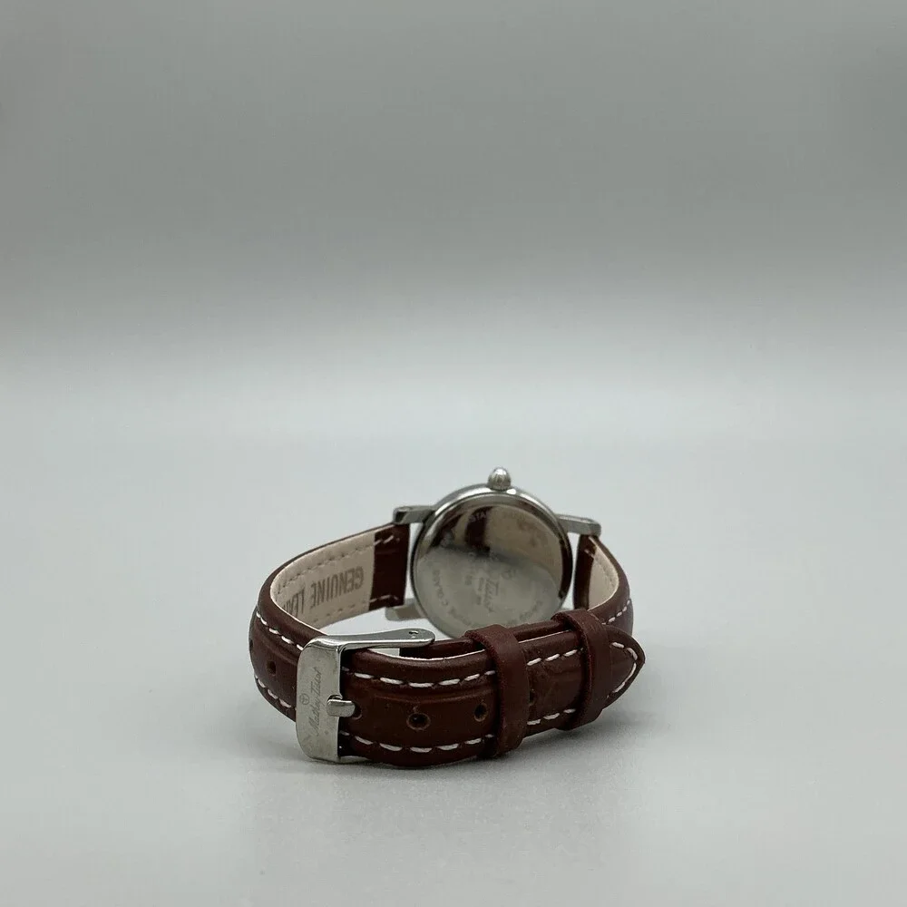 Mathey-Tissot D31186 Womens Watch 28mm Brown Dial Date Leather Swiss New Battery